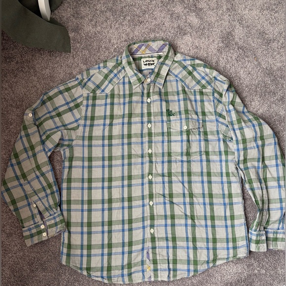 Levi’s Men’s Blue Green Plaid Checkered Button-Down Shirt XXL Cotton - Picture 1 of 11